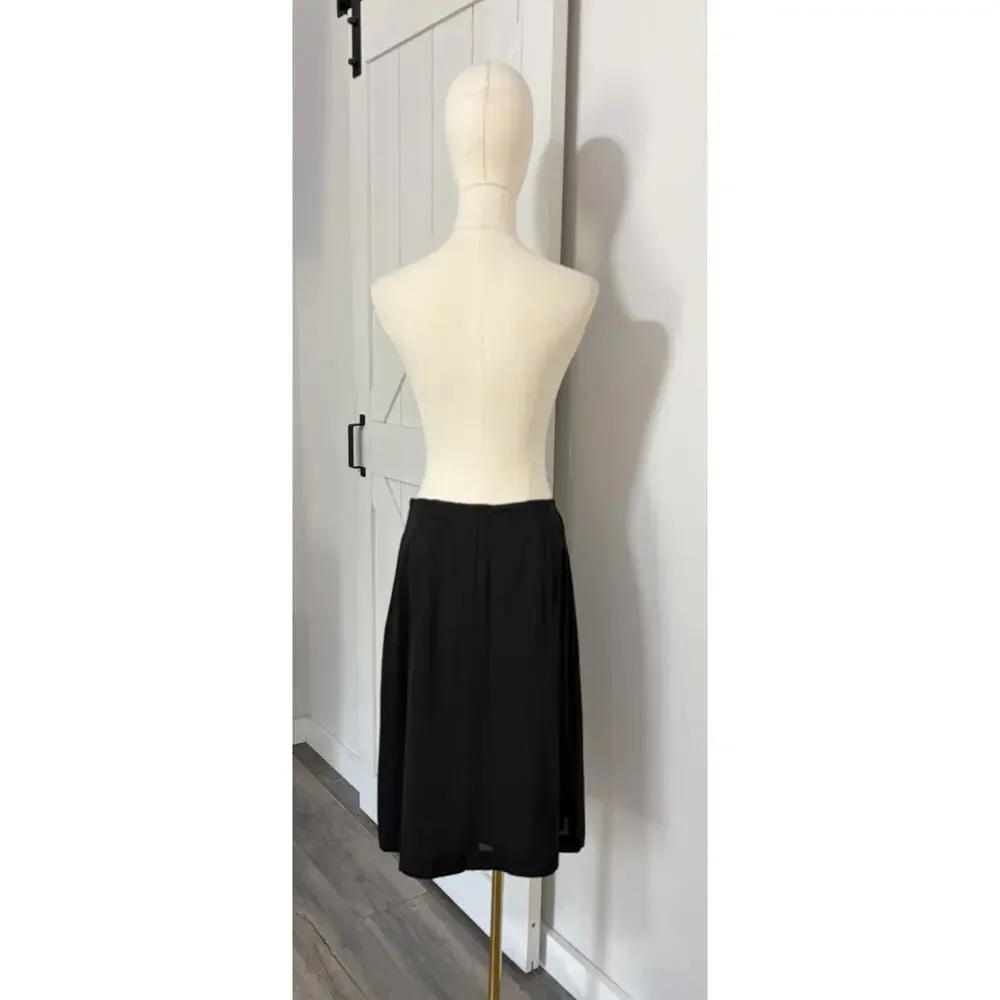 NWT Tory Burch Size 8 Georgina 100% Silk Black Pleated Knee Length Skirt $395